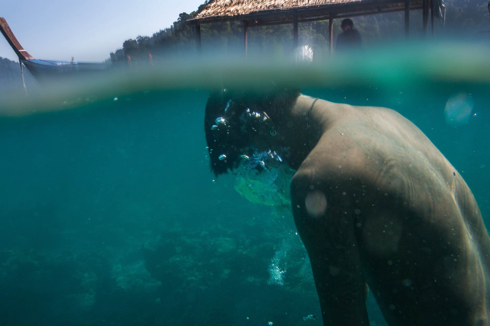 Hook, a Moken man, fishes for lobster in the waters near his village in the Ko Surin National Park, Thailand.