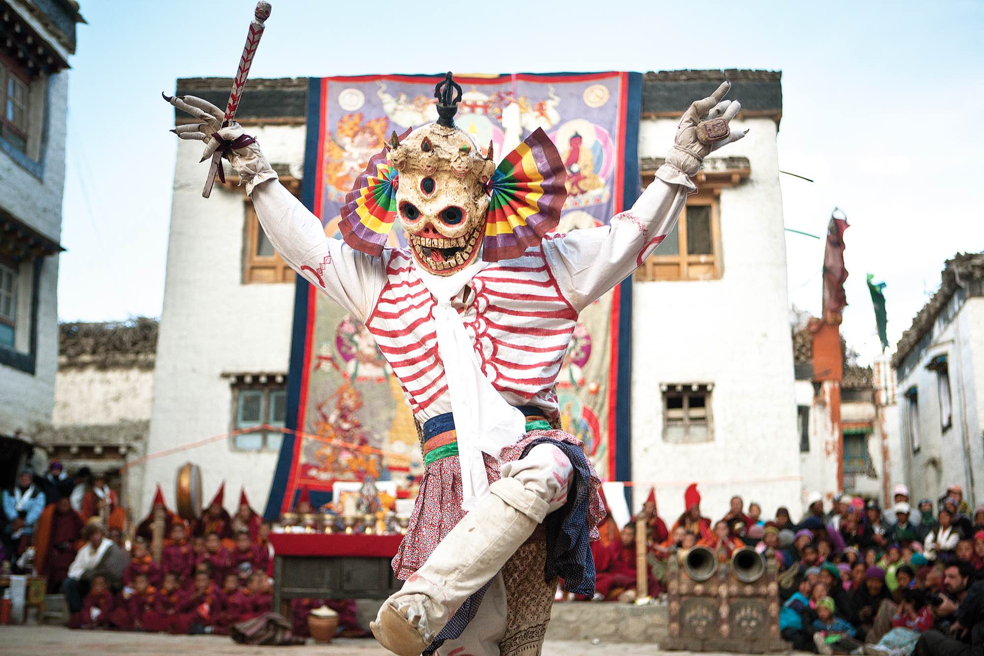During the three-day spectacle of the Tiji Festival, monks dress as different animals, demons and divinities to enact an epic fight between good and evil.