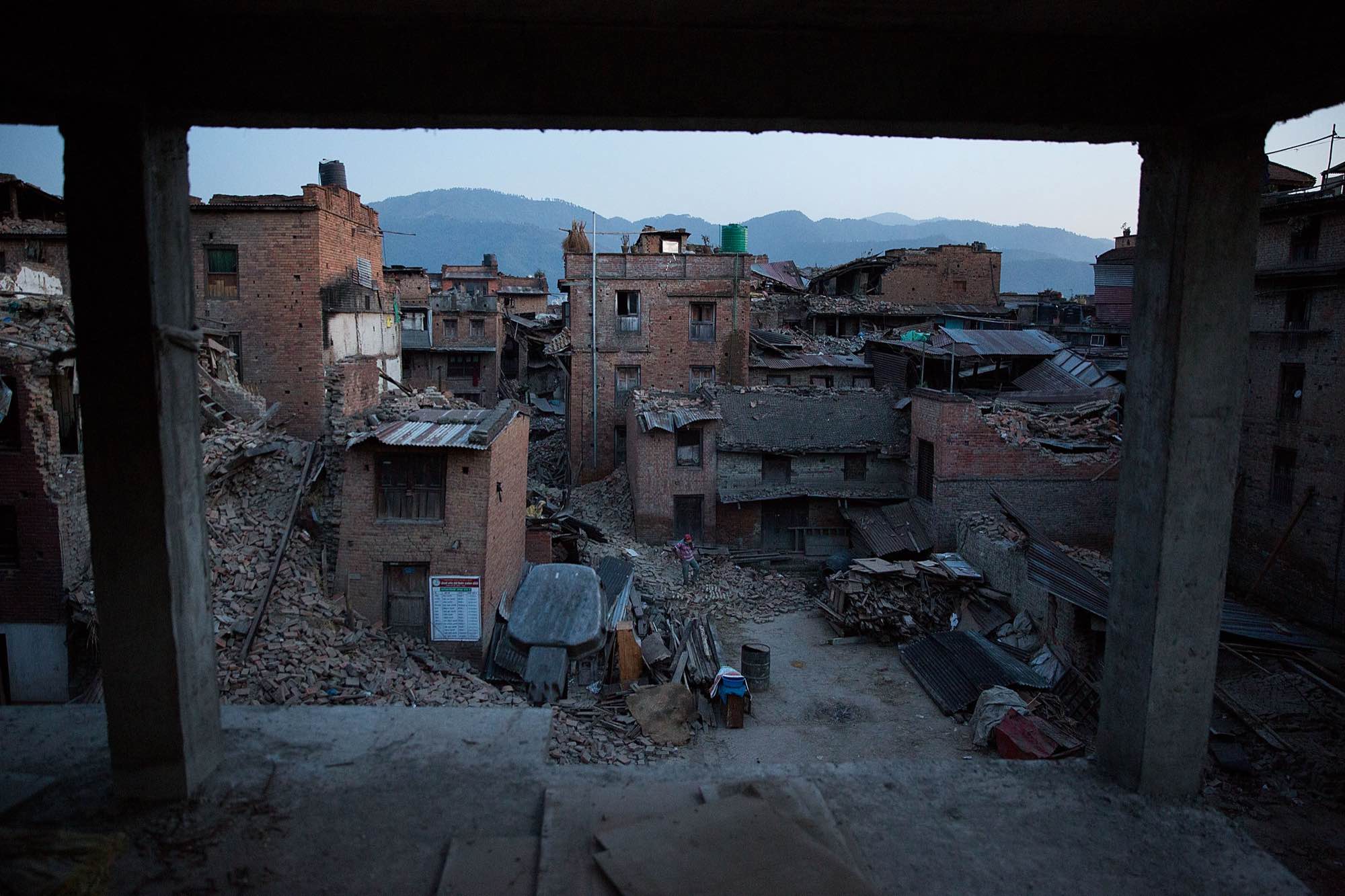 A view of a Bhaktapur neighborhood destroyed by the earthquake.