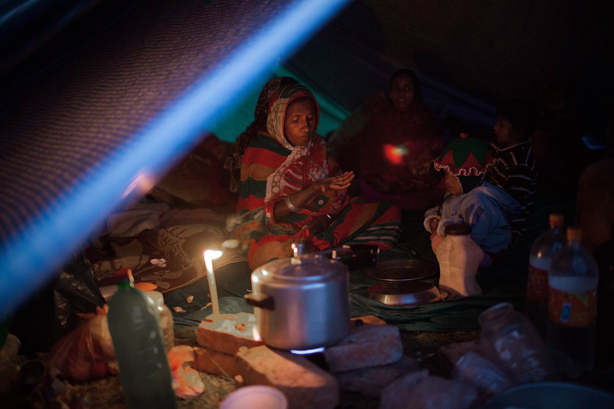Kathmandu residents displaced by the earthquake spend time in temporary shelters in a park in Kathmandu, Nepal on April 30, 2015.