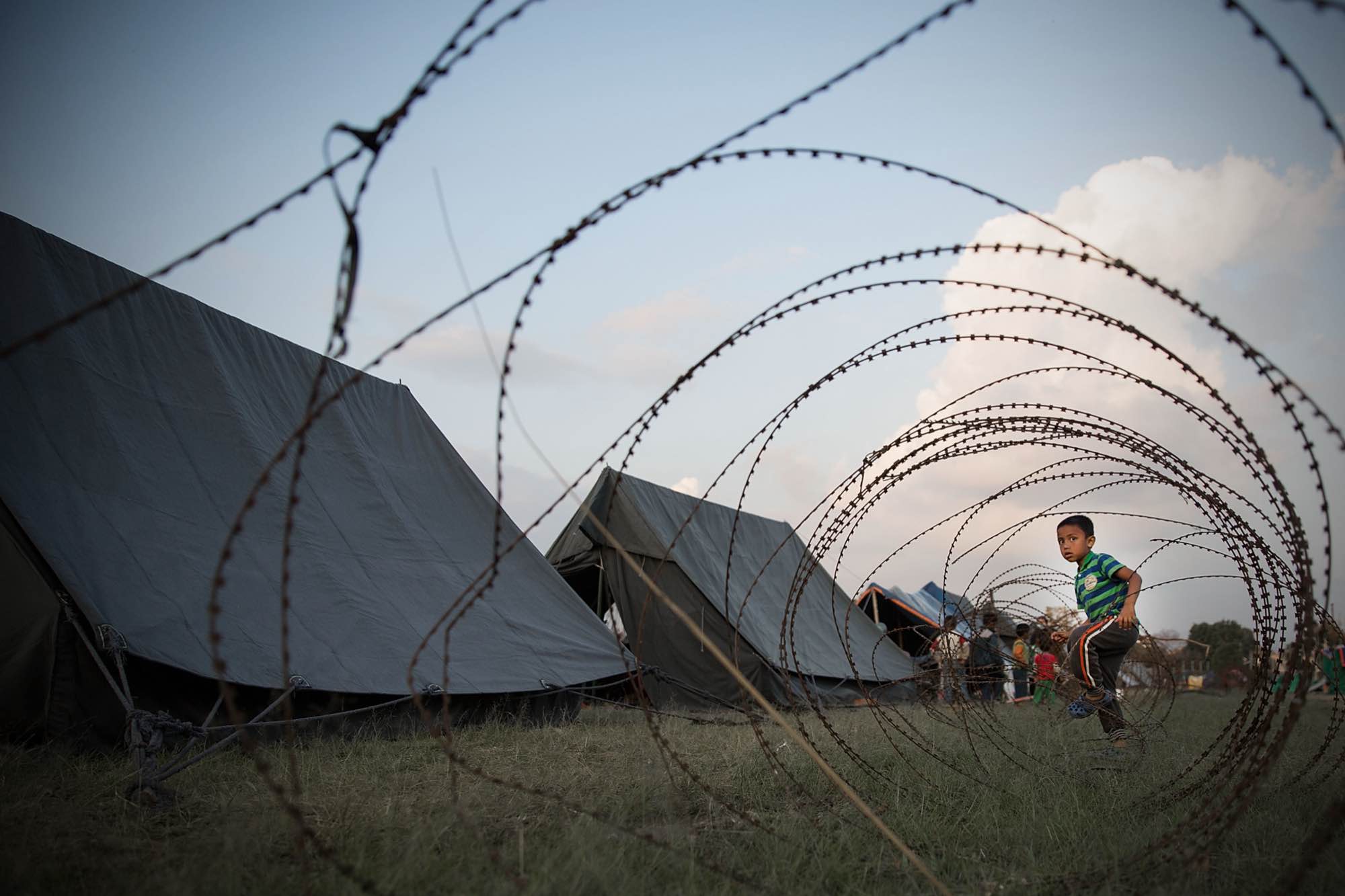 Kathmandu residents displaced by the earthquake spend time in temporary shelters in a park in Kathmandu, Nepal on April 30, 2015.