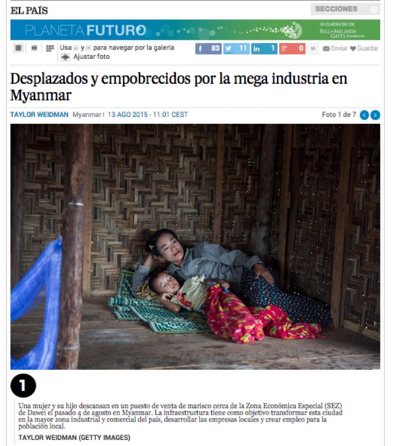 El País — Desplazados y empobrecidos por la mega industria en Myanmar.