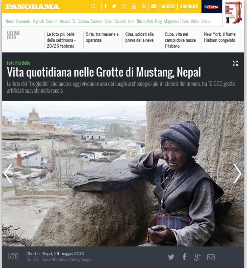 Panorama — Vita quotidiana nelle Grotte di Mustang, Nepal.