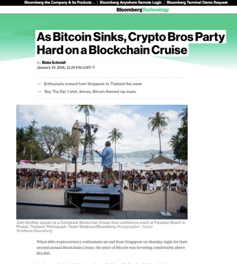 Bloomberg — As Bitcoin Sinks, Crypto Bros Party Hard on a Blockchain Cruise.