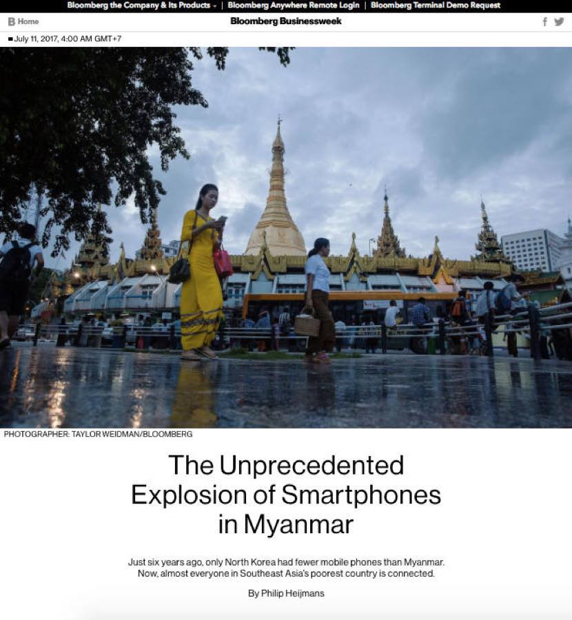 Bloomberg Businessweek — The Unprecedented Explosion of Smartphones in Myanmar.