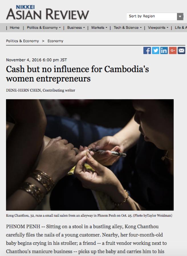 Nikkei Asian Review — Cash but No Influence for Cambodia's Women Entrepreneurs.