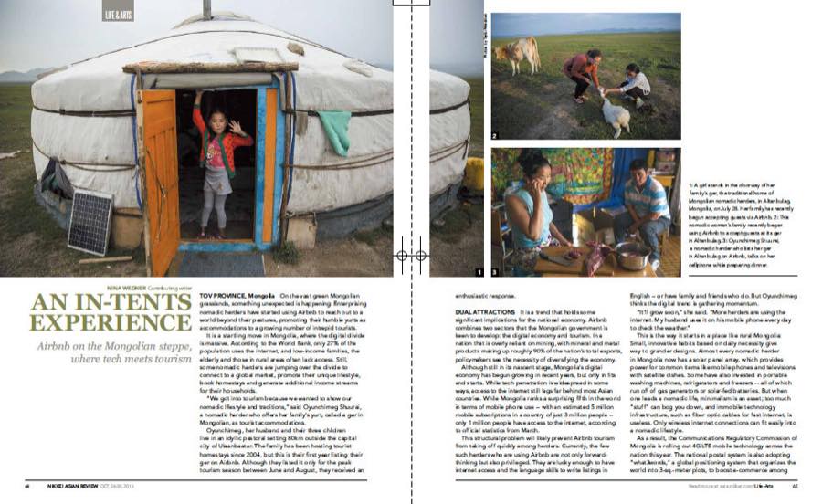 Nikkei Asian Review — An In-Tents Experience: Airbnb on the Mongolian Steppe.