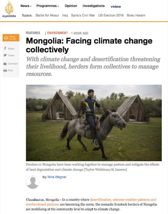 Al Jazeera — Mongolia: Facing Climate Change Collectively.