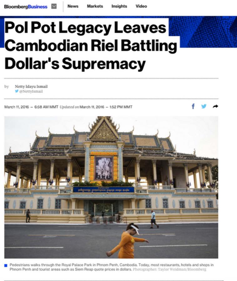 Bloomberg — Pol Pot Legacy Leaves Cambodian Riel Battling Dollar's Supremacy.