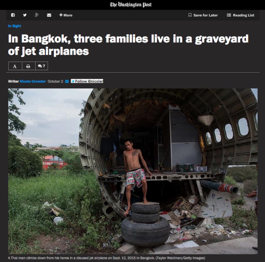 The Washington Post — In Bangkok, Three Families Live in a Graveyard of Jet Airplanes.